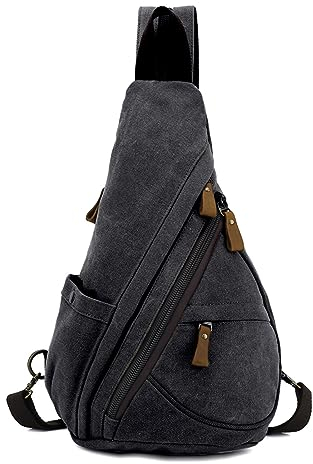 FANDARE Unisex Brusttasche Sling Bag 3 in 1 Herren Rucksack Damen Schulranzen Junge Mädchen Schulrucksack Schultertasche Umhängetasche Sporttasche für Schule Reise Pendeln Joggen Daypacks Schwarz