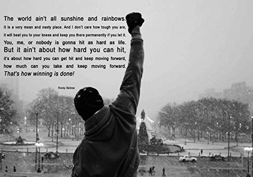 time4art Rocky Balboa BILD MIT ZITAT BOXEN SPORT Boxing English Print Canvas Bild auf Keilrahmen Leinwand Giclee 120x80cm