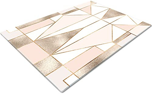 Glass Chopping Boards for Kitchens | Non Slip Worktop Savers | Small Pink Gold White Design