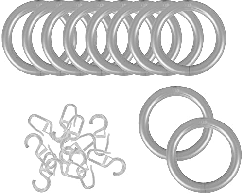 Bestlivings Ringe mit Faltenleghaken (10er Set), Gardinenringe für Universalband/Kräuselband Ø40mm in der Farbe: Grau