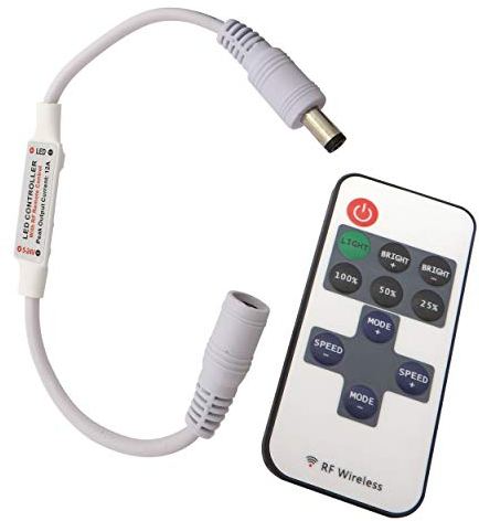 LED Funk Dimmer/Schalter 12V DC Gleichspannung mit Fernbedienung für alle dimmbaren LED Lampen mit Stecker und Buchse (gekoppelte Fernbedienung)