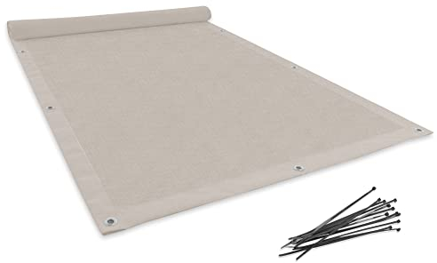 ALOHA Balkon Sichtschutz Balkonverkleidung Balkonabdeckung Balkonumspannungen Windschutz für Balkongeländer Garten mit Kabelbinder und Ösen (Wasserdicht Beige / 0,9m x 3m)