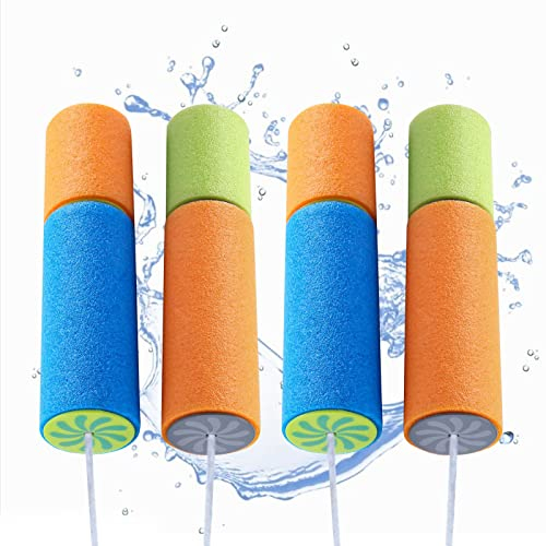 Wasserpistole für Kinder, Wasserpistole aus Mosse, 4 Stück, Wasserspritzpistole, Wasserspritze für Kinder, lange Reichweite, Wasserblaster, Schaumstoff