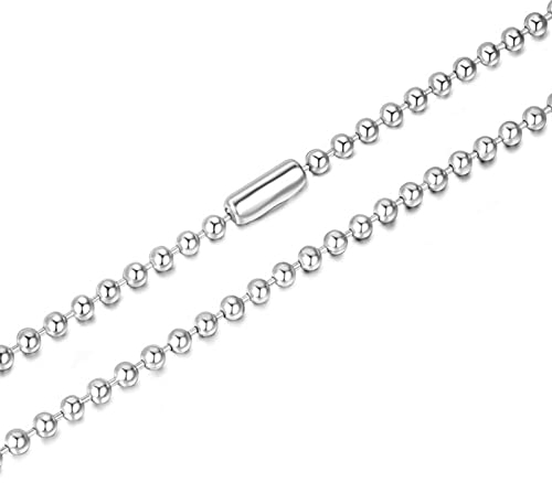 Homxi Männer Halsketten,Kugelkette 3mm Halskette 60cm Kugel Kette Kette Edelstahl Herren Halsketten Männer Silber