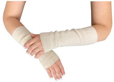 wobera ANGORA Stulpen oder Pulswärmer mit 45% Angora, 25% Schurwolle, 20% Polyamid, 10% Elasthan für Damen und Herren (Gr. 3/L, Farbe: beige)