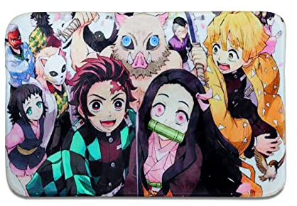 Roffatide Anime Demon Slayer Rechteckiger Teppich Nezuko Tanjirou Türdecke Teppich Fußmatten Teppich für Zuhause 50 * 80cm