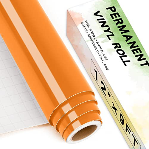 Lya Vinyl Rouleau de vinyle permanent orange brillant, 30,5 cm x 2,7 m pour Cricut, Silhouette Cameo, vinyle orange pour décoration de fête, autocollants de fenêtre, décoration d'intérieur