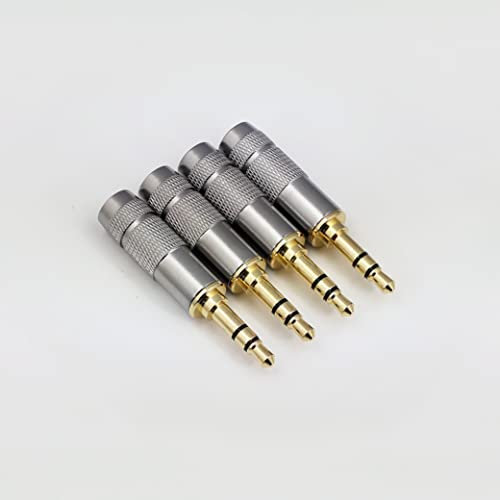 RHINORO 4 Pieces Quality 3.5mm 3-Poles Jack Plug Solder Soldering Connector End Terminal for Stereo Earphone Headphone Headset Speaker AUX IN (no microphone pin)