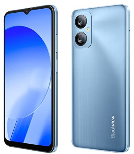 Blackview A52 Android 12 Téléphone Portable Déverrouillé, Ecran HD+ 6,5'', Octa Core 2 Go+32 Go (512 Go SD Externe), 13MP+5MP, Dual SIM 4G Smartphone, 5180mAh Batterie, Empreinte Digitale GPS Bleu