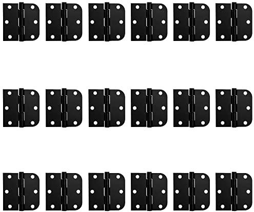 Zion 3 inches Matte Black Interior Door Hinges Heavy Duty Hinges Round to Square Hinges 3 Inch Door Hinge Hardware 3 Black - 18 Pack