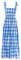 kinstell Robe longue d'été bohème à bretelles spaghetti et col carré à volants pour femme - Robe longue fluide et décontractée pour la plage, les fêtes, bleu/carreaux, Taille S