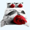 AOXHFNV Rose Bettbezug Set 3D Rot Rose Bettwäsche Set Mädchen Kreative Rose Bettwäsche Set 3 Teilig mit 2 Kissenbezug (Rot B, 135×200cm)