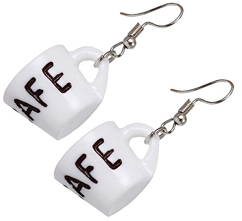 GALPADA 1 Pair Mini Coffee Cup Dangler Acrylic Dangle Earrings Sterling Silver Earrings for Dangle Hoop Earrings for Women Earrings Woman Earrings Simple Miss Pendant White