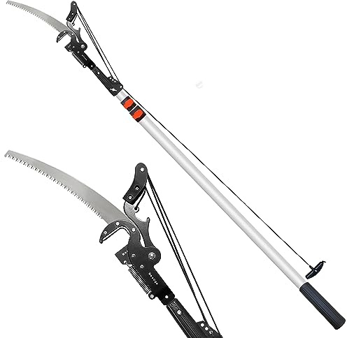 Mesoga - 5-13ft Telescopic Tree Trimmer,Pole Saw and Pruner for Trimming,Extendable Pruning Saw,Long Handle Branch Cutter,Branch Trimmer,Mowers