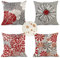 Outdoor Wetterfest Kissenbezug 45x45 cm 4er Set Rot Kissenbezüge Blume Outdoor Kissen Wasserdicht Leinen Quadrat Sofakissen Dekokissen für Garten Terrasse Bank Stuhl Outdoor Heimdekoration Geschenke