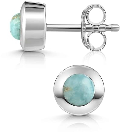 Materia Larimar Ohrringe Silber 925 Damen Stecker klein SO-207-Larimar
