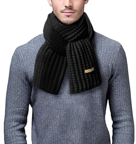 Oanviso Schal Herren Winter Flauschig Weicher Strickschal Winter Warm Einfarbig Grobstrick Schal Oversize Winterschal Elegante Quadratischer Frauen Deckenschal Scarf A Schwarz