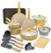 GreenLife Soft Grip Healthy Ceramic Nonstick 18 Piece Kitchen Cookware Pots and Frying Sauce Saute Pans Set, PFAS-Free with Kitchen Utensils and Lid, Dishwasher Safe, Yellow