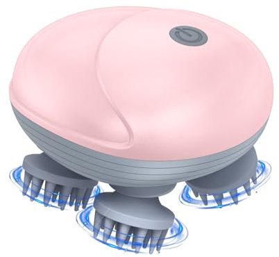 Elektrisches Kopfmassagegerät, Brifit Tragbar Pet Massagegerät Katzen Hunde, USB Aufladbar Electric Scalp Massager mit 4 Massageköpfen & 3 Modi, Wasserdicht Kopfhaut-Massagegerät für Ganzkörpermassage