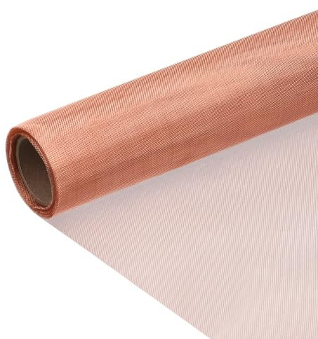 sourcing map 40 Mesh Pure Copper Mesh Screen Roll, 8 x 118 Woven Wire Mesh Screen for Garden and House Dense Filter, Window Protection, Knitted DIY Fabric, Gold