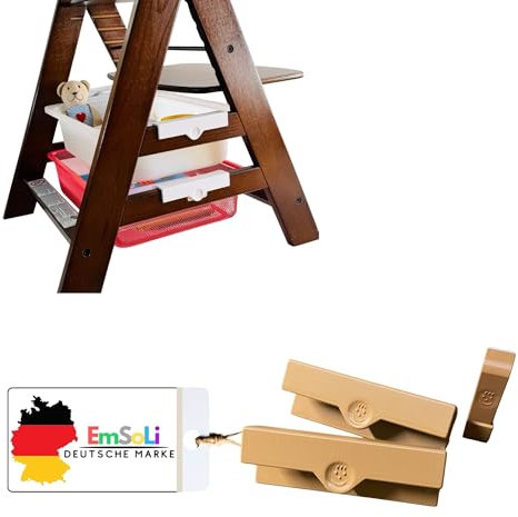 EmSoLi Trofast Adapter kompatibel für Hochstuhl Hauck Alpha für Plastikwannen und Körbe,Haken (Braun, Trofast Adapter + 1 Haken)