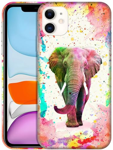 GlamCase for iPhone 11, iPhone 11 Case - Elephant Watercolored Design Printed Slim & Sleek Cute Plastic Hard Snap on Protective Designer Back Phone Case/Cover for iPhone 11