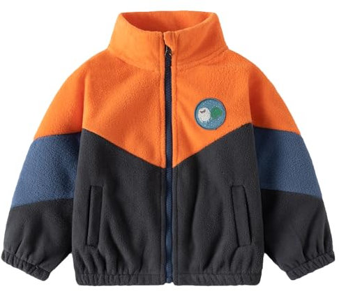 Gajaous Giacca in pile polare per bambini Toddler, giacca calda a maniche lunghe con zip intera per neonati maschi, capispalla per autunno primavera inverno