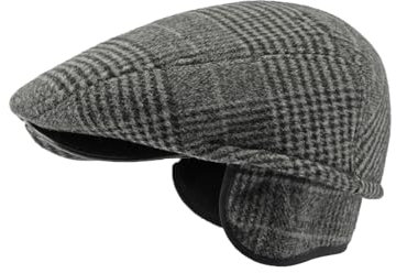 YAMEE Baskenmütze Winter für Herren Vintage Warmer,Wintermütze Barette Kariert Herren mit Faltbar Ohrenklappen,Schiebermütze für Damen Weich Atmungsaktiv,Zeitungsjungen Mütze Klassische,Cabbie Cap