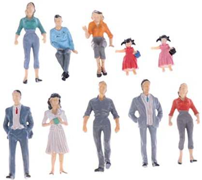 HOODANCOS 12 Stück Bunte Modellfiguren Aus Robustem Kunststoff Miniatur Menschen Für Eisenbahn Landschaftsrequisiten Verschiedene Posen Für Modellbau Szenen