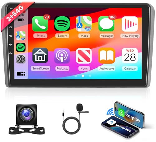 2G 64G Android Radio de Coche para Audi A3 S3 RS3 8P 8V 8PA 2003-2012 9 Pulgadas Pantalla Táctil Radio con Wireless Carplay Android Auto Navi GPS Mirror Link Bluetooth FM/RDS Radio WiFi Cámara Trasera