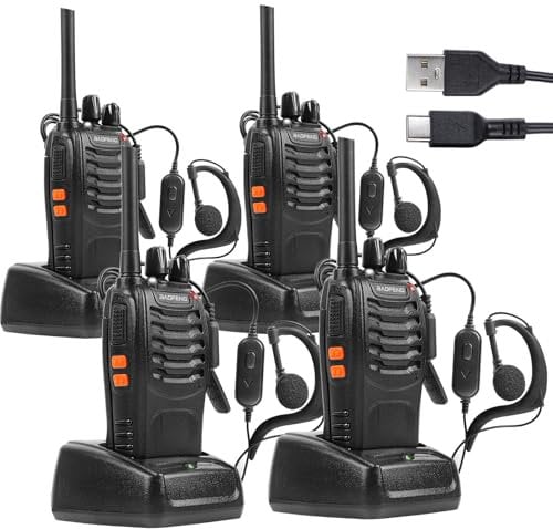 Walkie-Talkie PMR446 Ricaricabile Lunga Distanza 16 Canali VOX CTCSS/DCS Radio FM Ricetrasmettitore Portatile Walkie Talkie Professionali Con Auricolare
