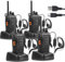 RKK Walkies Talkies PRM446 Profesionales 16 Canales CTCSS DCS, Recargables 1500mAh con Cargador USB, Radiocomunicación con el Auricular Incorporado Antorcha de LED, VHF, Negro