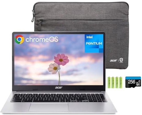 acer Chromebook 315 Ordinateur portable HD 15,6 pour la maison et les étudiants, Intel Pentium N6000, 4 Go de RAM 384 Go de stockage (128 Go eMMC + carte SD 256 Go), Wi-Fi 6, pavé numérique 2 ports