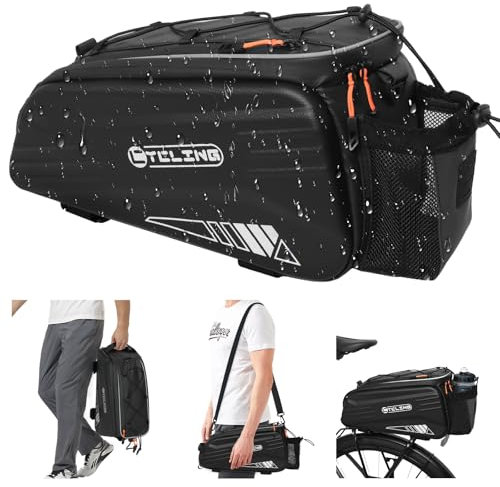 QYCHHJ Bike Bags for Bicycle Rear Rack Hard Shell Waterproof Bike Ebike Trunk Pannier Saddle Seat Bag Carrier with Reflector, Rain Cover & Shoulder Strap for Commuter Travel Outdoor 8L