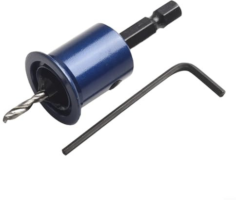Besttoolifes Juego de brocas avellanadas de 10 mm, vástago ajustable, llave hexagonal incluida, kit de herramientas de perforación de madera para taladros eléctricos, portabrocas de cambio rápido,
