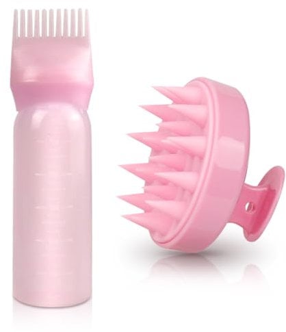 Hair Dye Brush Bottle, Silicone Hair Comb, Flacons de Teinture pour Cheveux, Peigne de Massage du Cuir Chevelu, Applicateur D'Huile Capillaire