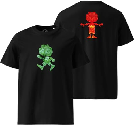 Bavariashop | Pumuckl Ampel Herren Shirt | Ampelmännchen Design | Front- & Backprint | Bio-Baumwolle Schwarz