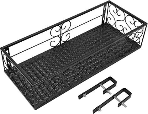 Glomora schmiedeeisernen Blumenständer, Balkon Blumenregal Hängende Eisenblumentopfstand für Balkonen, Gärten und Innenräume (iron)