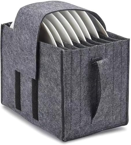 PAIKIUU Caravan Plate Holder Motorhome Plate Storage Crockery Storage Box Solutions Caravan Plate Rack Felt Bag for Camping Protecting Motorhome Cupboard Kitchen Cookware
