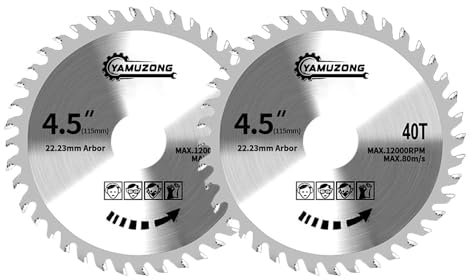 2PCS 4.5 Angle Grinder Cutting Disc - 115mm 40 Teeth Circular Saw Blade for Wood, PVC & Plastic | 22.23mm Bore, 12000RPM High-Speed Carbon Steel Grinder Blade