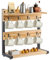2-Tier Mug Tree 16 Hook Coffee Mug Holder Stand with Storage Base Mug Display Organizer Mug Holders Cup Storage Organizer for Home Kitchen Bar Counter Display Tea (Original wood with partitions)