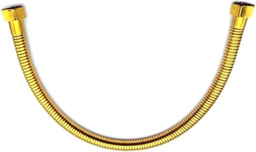 Tuyau de plomberie en acier inoxydable doré de 50 cm et connecteur de valve d'angle – Raccords de tuyau de toilette de salle de bain, ligne d'alimentation en eau de 1,27 cm pour installation de