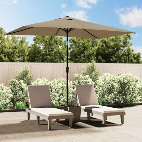 Ziaphsol Sonnenschirm mit Metall-Mast 300x200 cm Taupe, Rechteckiger Gartenschirm für Terrasse und Balkon, UV-Schutz Outdoor-Sonnenschutz mit Kurbelsystem, robuster Terrassenschirm