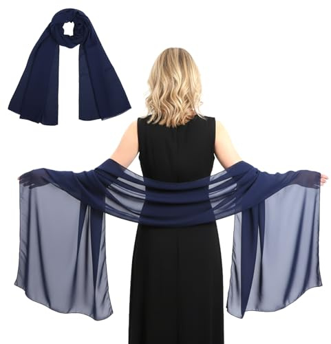 DOPENSPI Stola für Abendkleid, Elegant Chiffon Schal Stola Damen Halstuch Chiffontücher Sommer Schal Soft Damen Festliche für Abendkleid Hochzeit Cover Up
