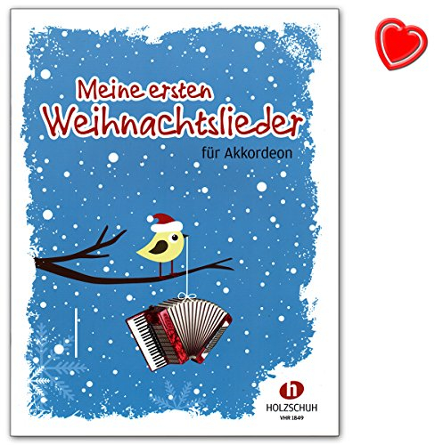 Meine ersten Weihnachtslieder - 22 Weihnachtslieder für den Anfangsunterricht (Akkordeon) - Autor: Ralf Stock - Notenbuch mit bunter herzförmiger Notenklammer