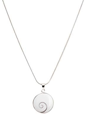 Vurmashop Halskette mit Santa-Lucia-Auge | 925 Sterlingsilber | Natürliche Muschel | Shiva-Auge | Anhänger mit 18 mm Durchmesser | Kette 45 cm lang | Versilberte natürliche Muschel in Weiß
