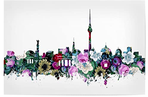 artboxONE Poster 30x20 cm Berlin Städte Berlin City Skyline floral - Bild Vintage Cities Cityscape