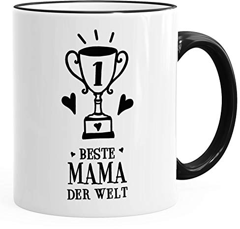 MoonWorks® Kaffee-Tasse Geschenk zum Muttertag Beste Mama der Welt Pokal Spruch schwarz unisize