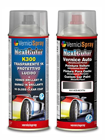 Kit Retouche Voiture compatible avec CITROEN AX FTU GRIS MET. JANTES - Bombe de peinture Couleur originale du constructeur et Vernis Transparent, 400 ml