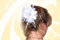 Pince Cheveux Crabe Mariage avec Plumes Blanc